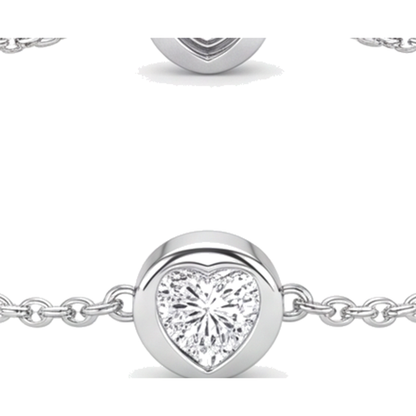 Lab Grown Diamond Bracelet 3 Carat Round Bezel By The Yard 14K White Gold 7 Inch