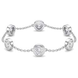 Lab Grown Diamond Bracelet 3 Carat Round Bezel By The Yard 14K White Gold 7 Inch
