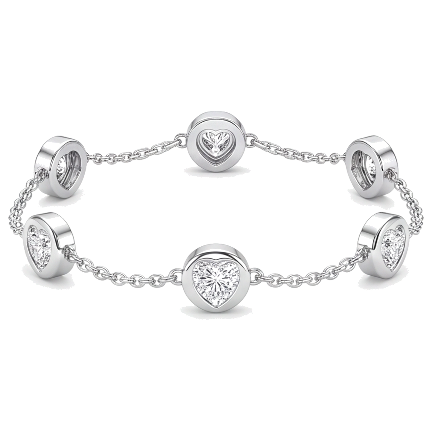Lab Grown Diamond Bracelet 3 Carat Round Bezel By The Yard 14K White Gold 7 Inch