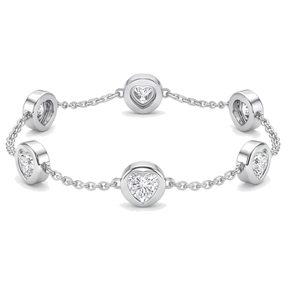 Lab Grown Diamond Bracelet 3 Carat Round Bezel By The Yard 14K White Gold 7 Inch