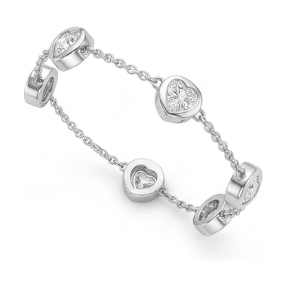Lab Grown Diamond Bracelet 3 Carat Round Bezel By The Yard 14K White Gold 7 Inch