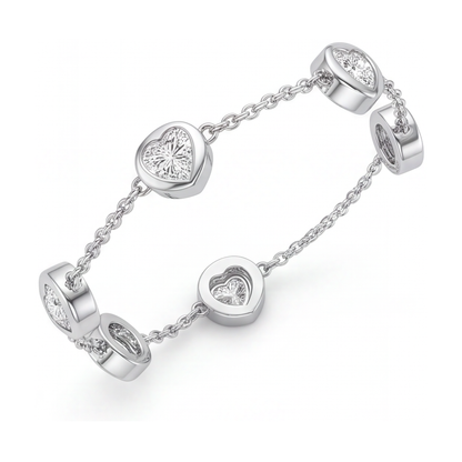 Lab Grown Diamond Bracelet 3 Carat Round Bezel By The Yard 14K White Gold 7 Inch