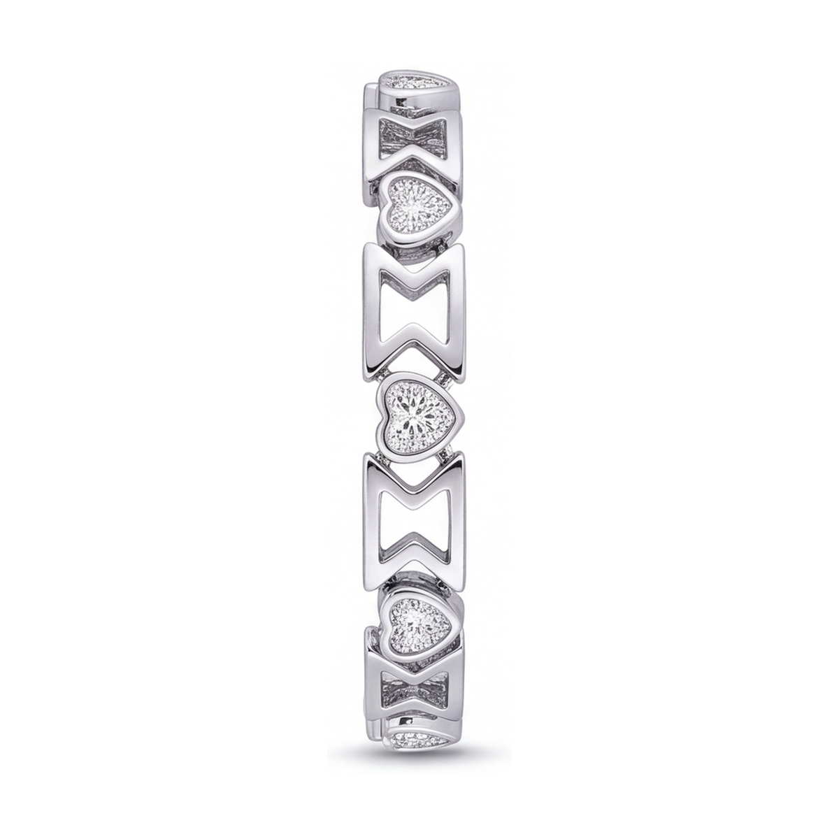 Lab Grown Diamond Bracelet 5 Carat Heart Chevron Link 14K White Gold 7 Inch