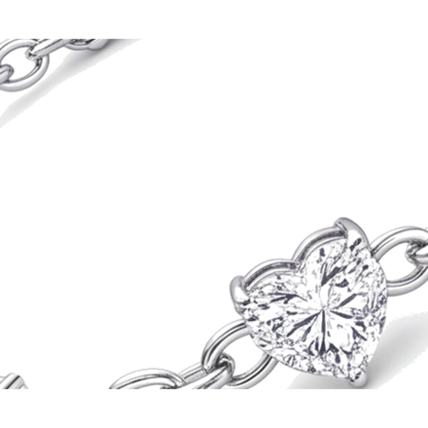 Lab Grown Diamond Heart Bracelet 3 Carat Station 14K White Gold 7 Inch