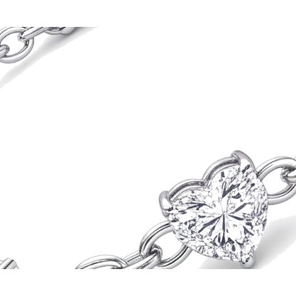Lab Grown Diamond Heart Bracelet 3 Carat Station 14K White Gold 7 Inch