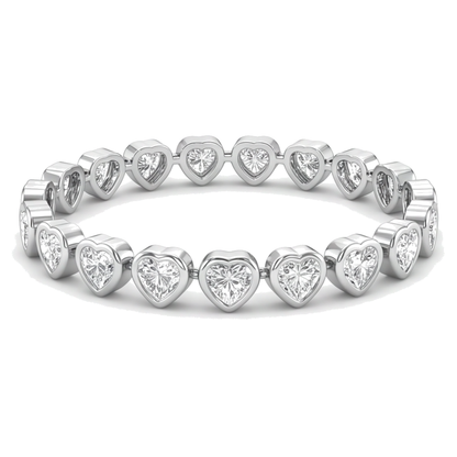 Lab Grown Diamond Tennis Bracelet 7 Carat Heart Bezel 14K White Gold 7 Inch