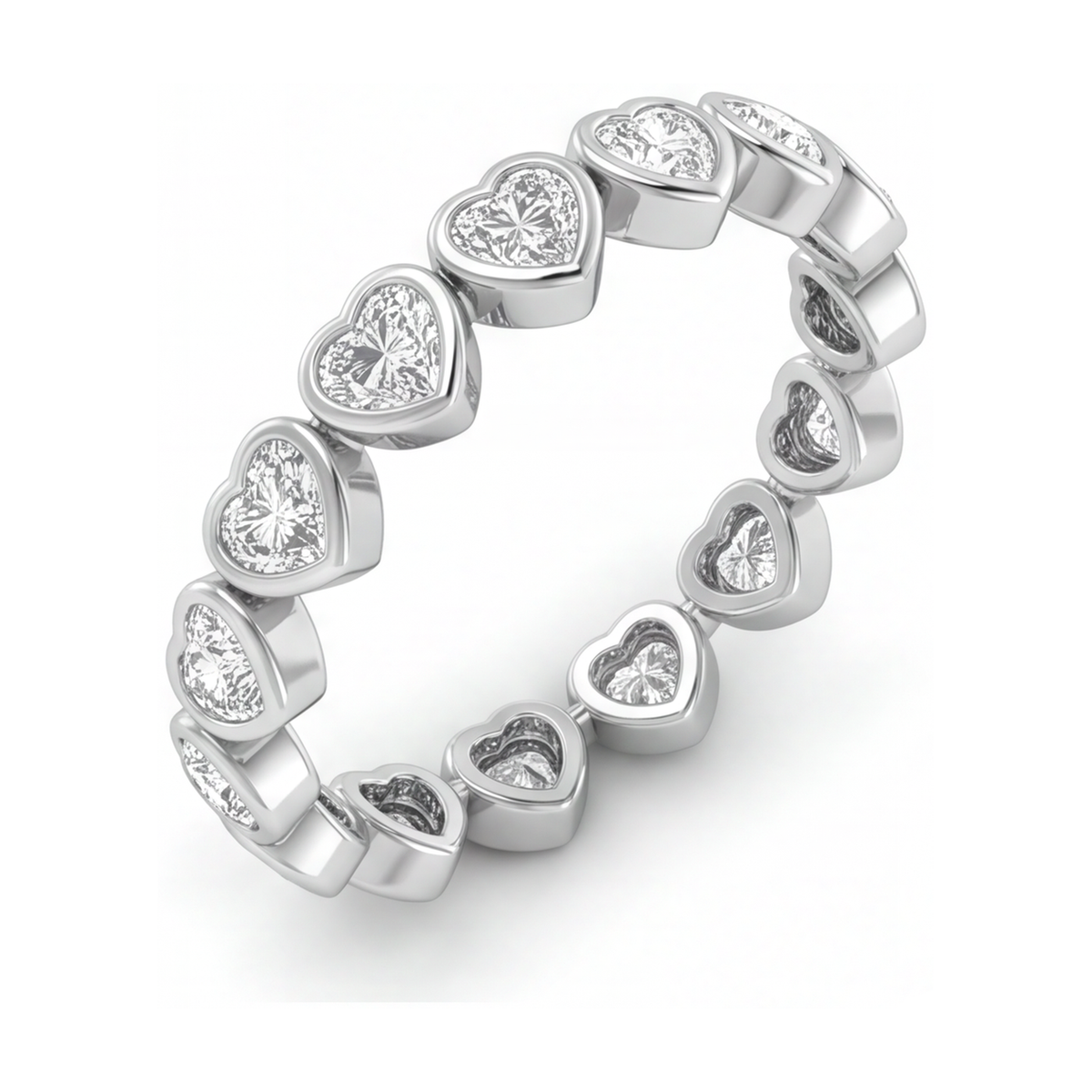 Lab Grown Diamond Tennis Bracelet 7 Carat Heart Bezel 14K White Gold 7 Inch