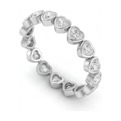Lab Grown Diamond Tennis Bracelet 7 Carat Heart Bezel 14K White Gold 7 Inch
