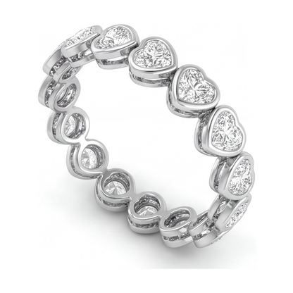 Lab Grown Diamond Tennis Bracelet 8 Carat Heart Bezel 14K White Gold 7 Inch