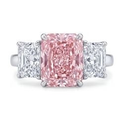 Lab Grown Pink Diamond Ring 5.2 Carat Radiant