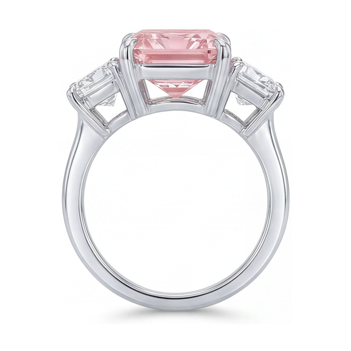 Lab Grown Pink Diamond Ring 5.2 Carat Radiant
