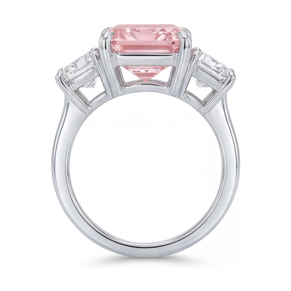 Lab Grown Pink Diamond Ring 5.2 Carat Radiant