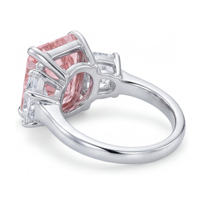 Lab Grown Pink Diamond Ring 5.2 Carat Radiant