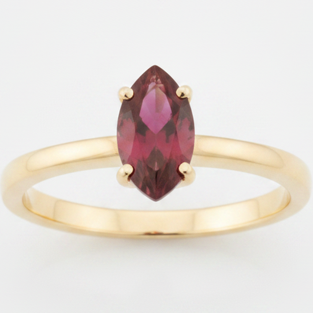 Marquise Burmese Ruby Solitaire Ring Natural Red 18K Gold
