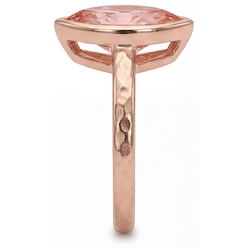 Marquise Lab Grown Padparadscha Bezel Solitaire Ring 14K Rose Gold
