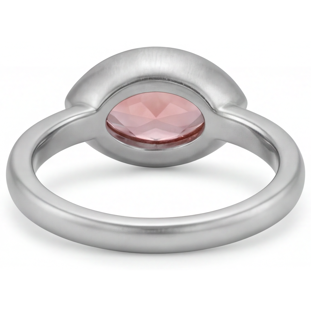 Marquise Lab Grown Padparadscha Bezel Solitaire Ring 14K White Gold