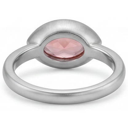 Marquise Lab Grown Padparadscha Bezel Solitaire Ring 14K White Gold