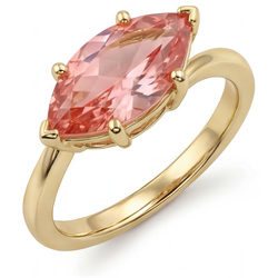 Marquise Lab Grown Padparadscha Bypass Ring 14K Yellow Gold