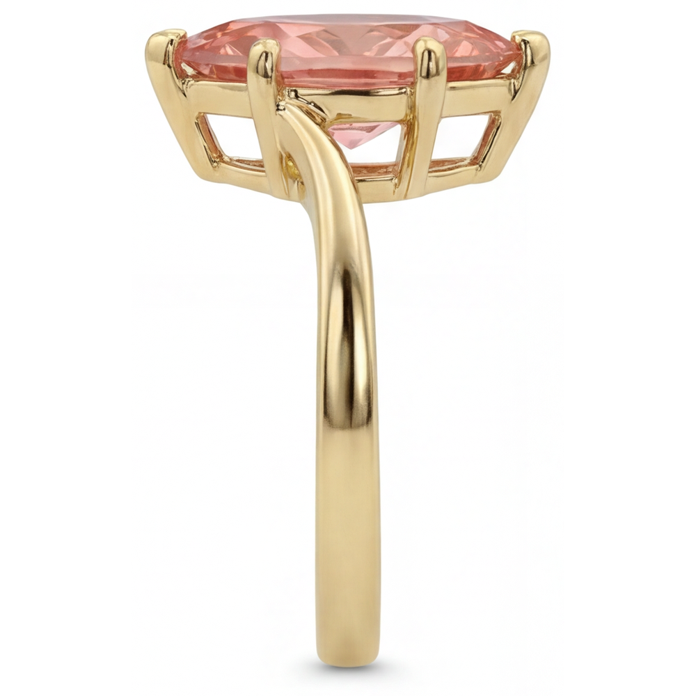Marquise Lab Grown Padparadscha Bypass Ring 14K Yellow Gold