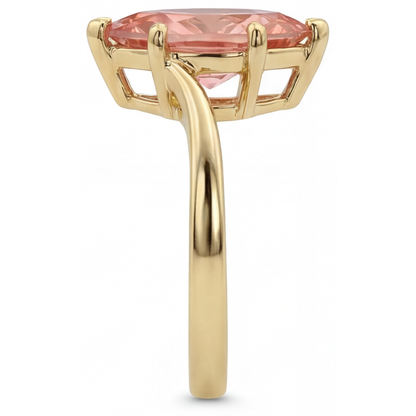 Marquise Lab Grown Padparadscha Bypass Ring 14K Yellow Gold