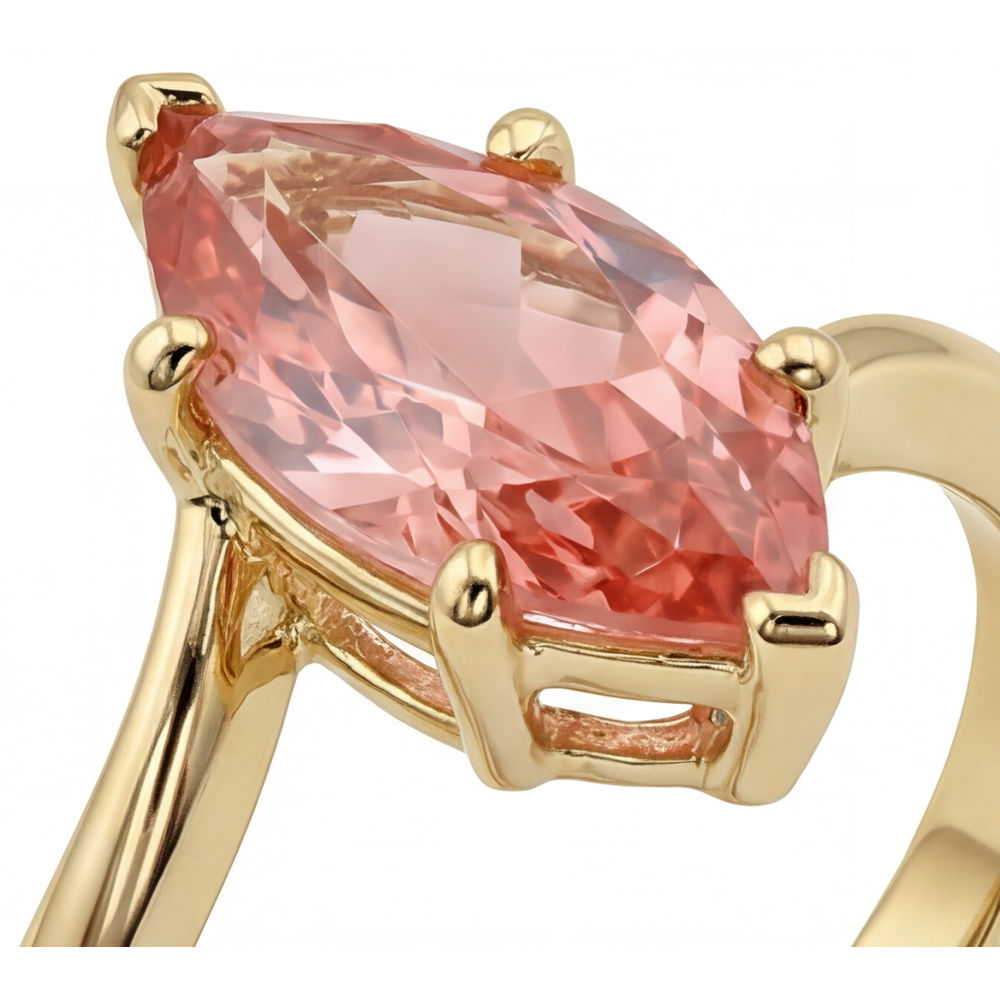 Marquise Lab Grown Padparadscha Bypass Ring 14K Yellow Gold