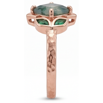 Gemstone Ring 14K Rose Gold with Moss Agate – angle view