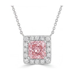 Natural Pink Diamond Necklace 0.95 Carat Princess