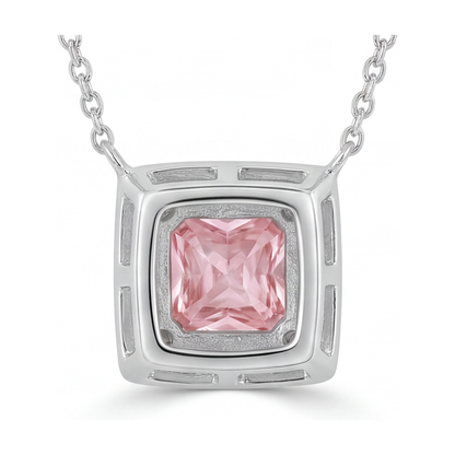 Natural Pink Diamond Necklace 0.95 Carat Princess