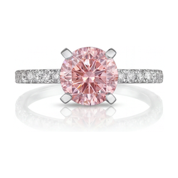 Natural Pink Diamond Ring 1.39 Carat Round