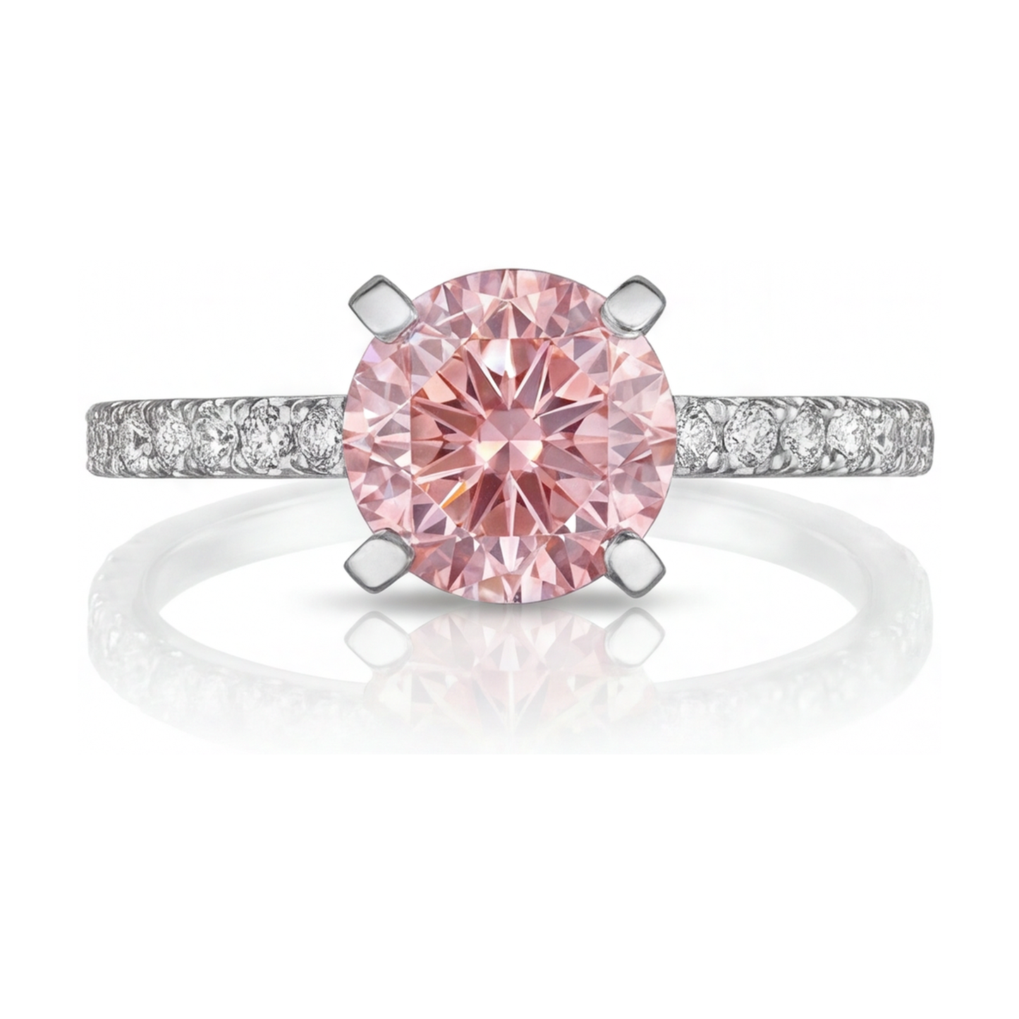 Natural Pink Diamond Ring 1.39 Carat Round