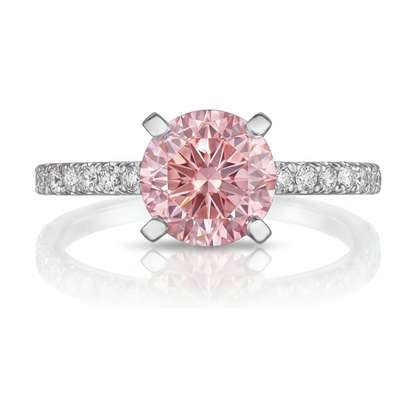 Natural Pink Diamond Ring 1.39 Carat Round