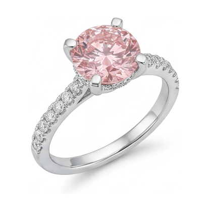 Natural Pink Diamond Ring 1.39 Carat Round