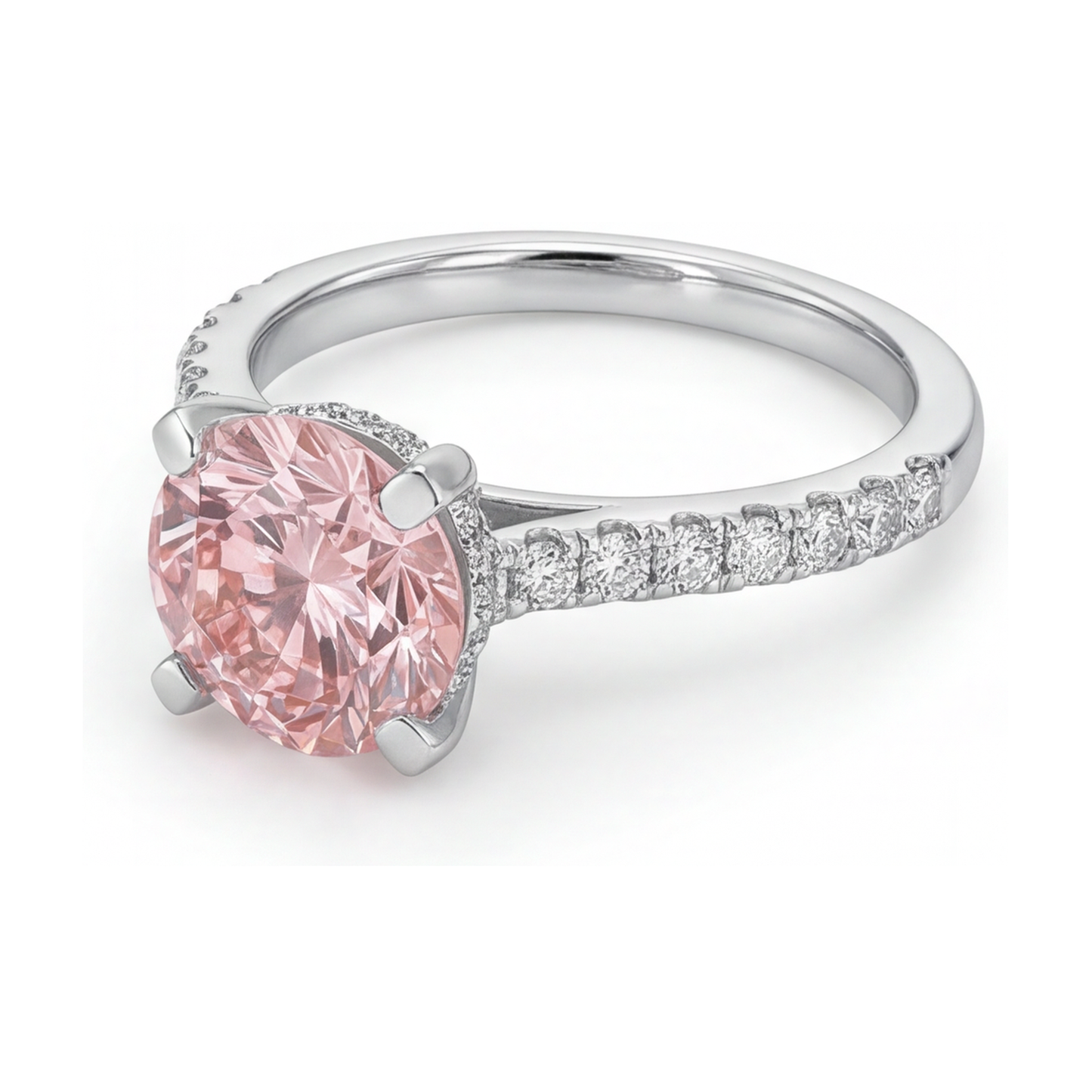 Natural Pink Diamond Ring 1.39 Carat Round