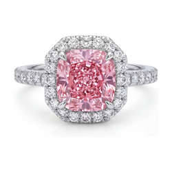 Natural Pink Diamond Ring 1.96 Carat Cushion