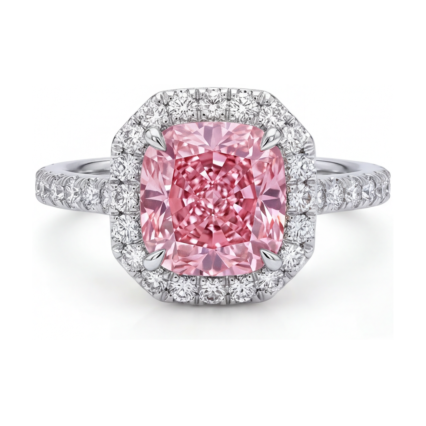 Natural Pink Diamond Ring 1.96 Carat Cushion