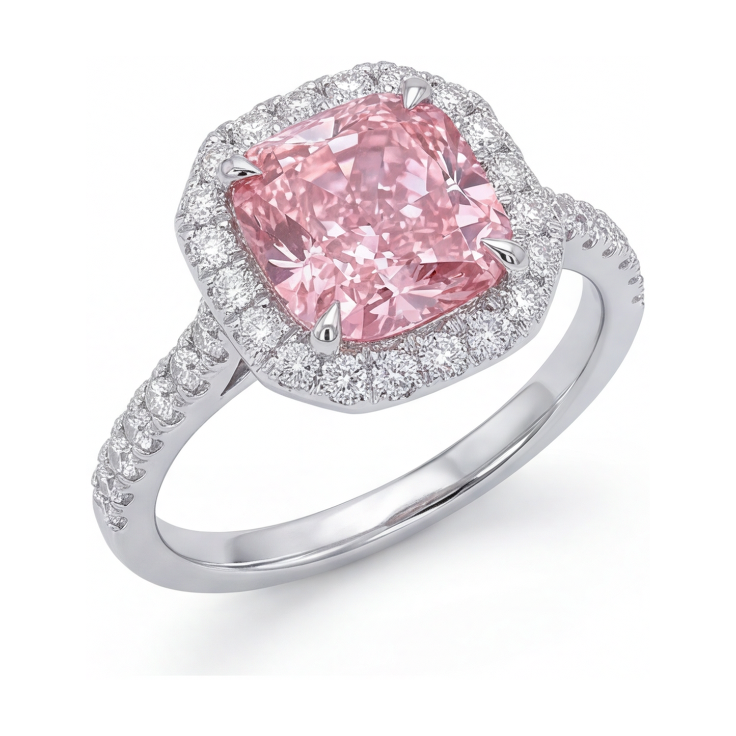 Natural Pink Diamond Ring 1.96 Carat Cushion