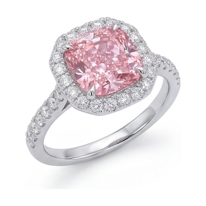 Natural Pink Diamond Ring 1.96 Carat Cushion