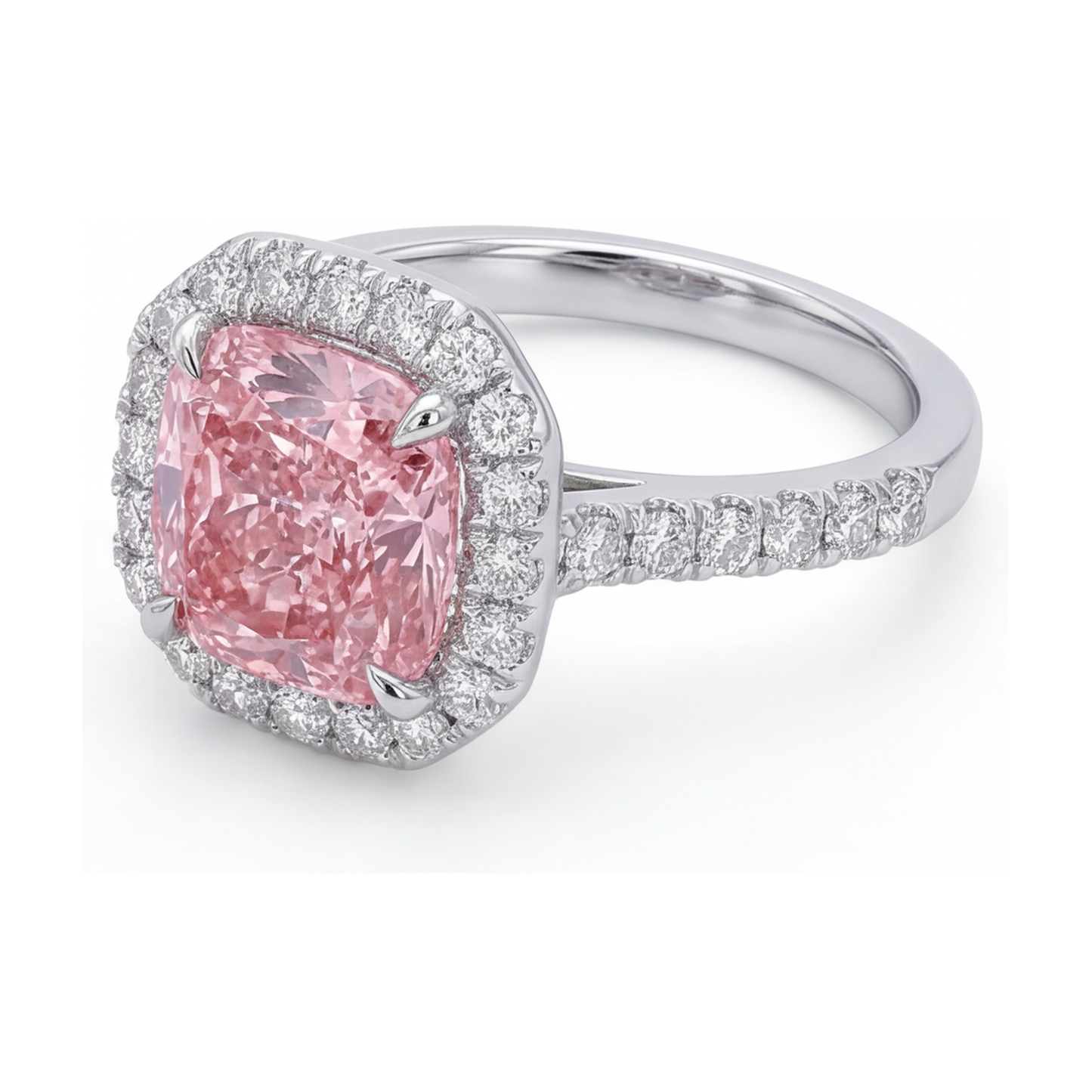 Natural Pink Diamond Ring 1.96 Carat Cushion