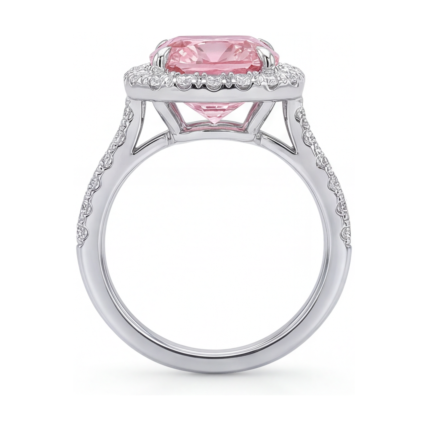 Natural Pink Diamond Ring 1.96 Carat Cushion