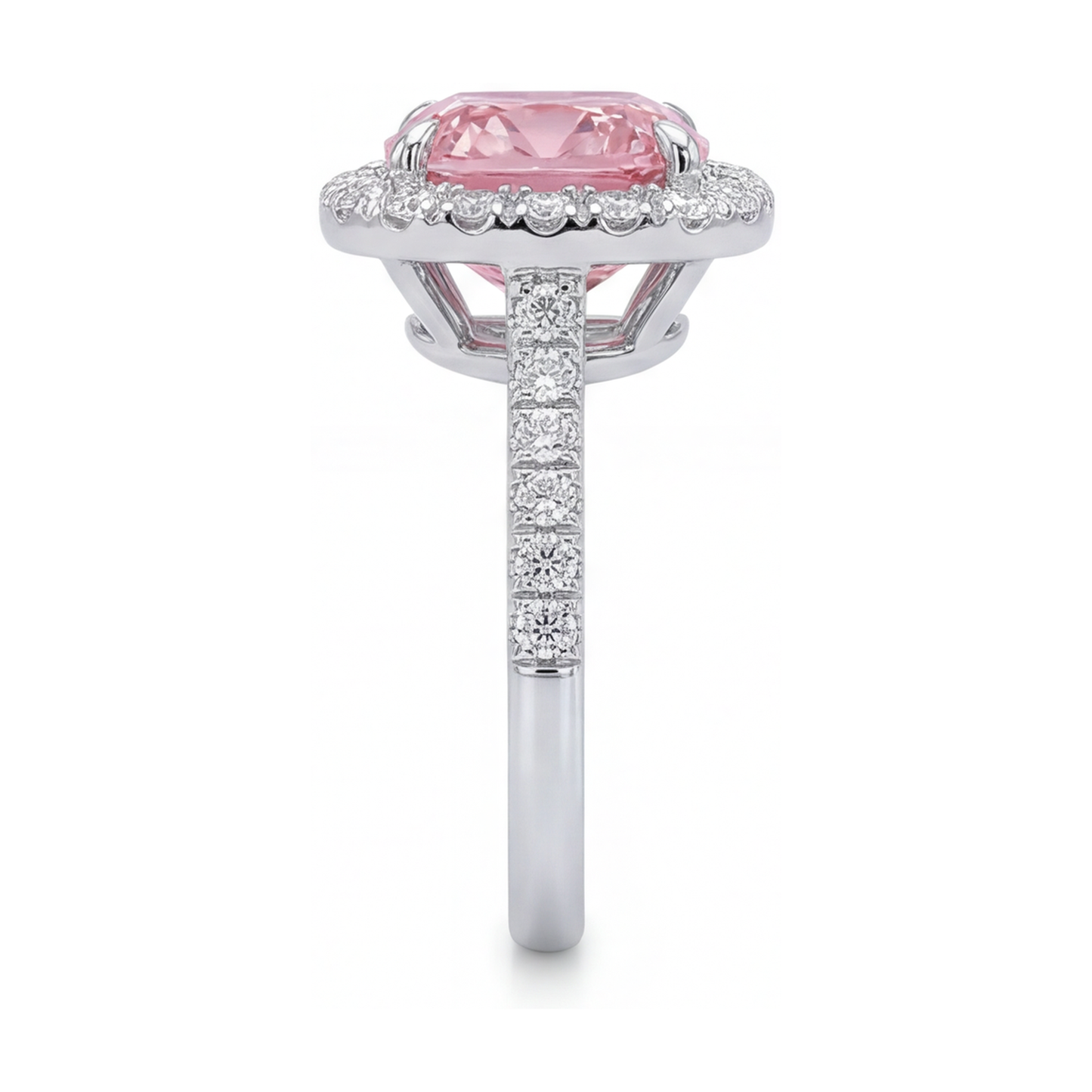 Natural Pink Diamond Ring 1.96 Carat Cushion