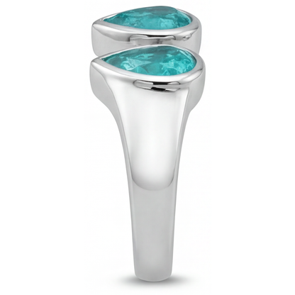 Natural Neon Paraiba Colored Stone Ring 1 ct 14K White Gold – detail view