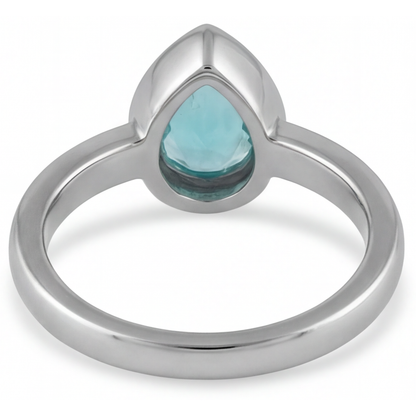 Natural Neon Paraiba Colored Stone Ring 1.25 ct 14 Karat White Gold – detail view