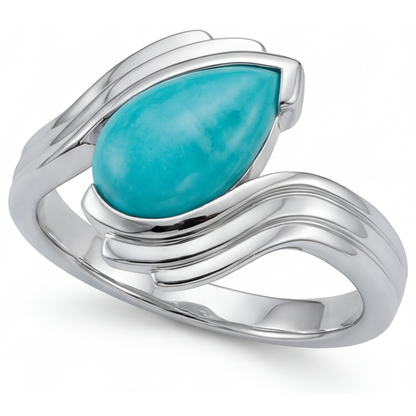 Neon Paraiba Colored Stone Ring 2-ct 14 Karat White Gold – angle view