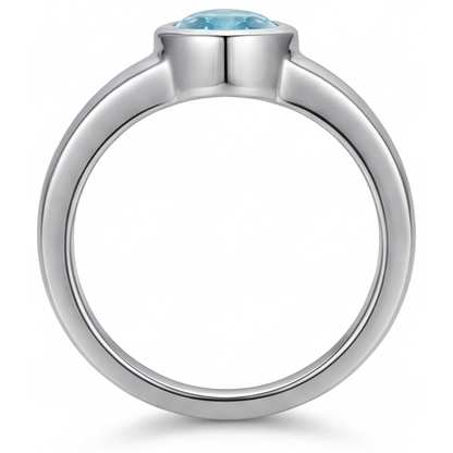 Neon Paraiba Pear Cut Gemstone Ring in 14 Karat White Gold – angle view