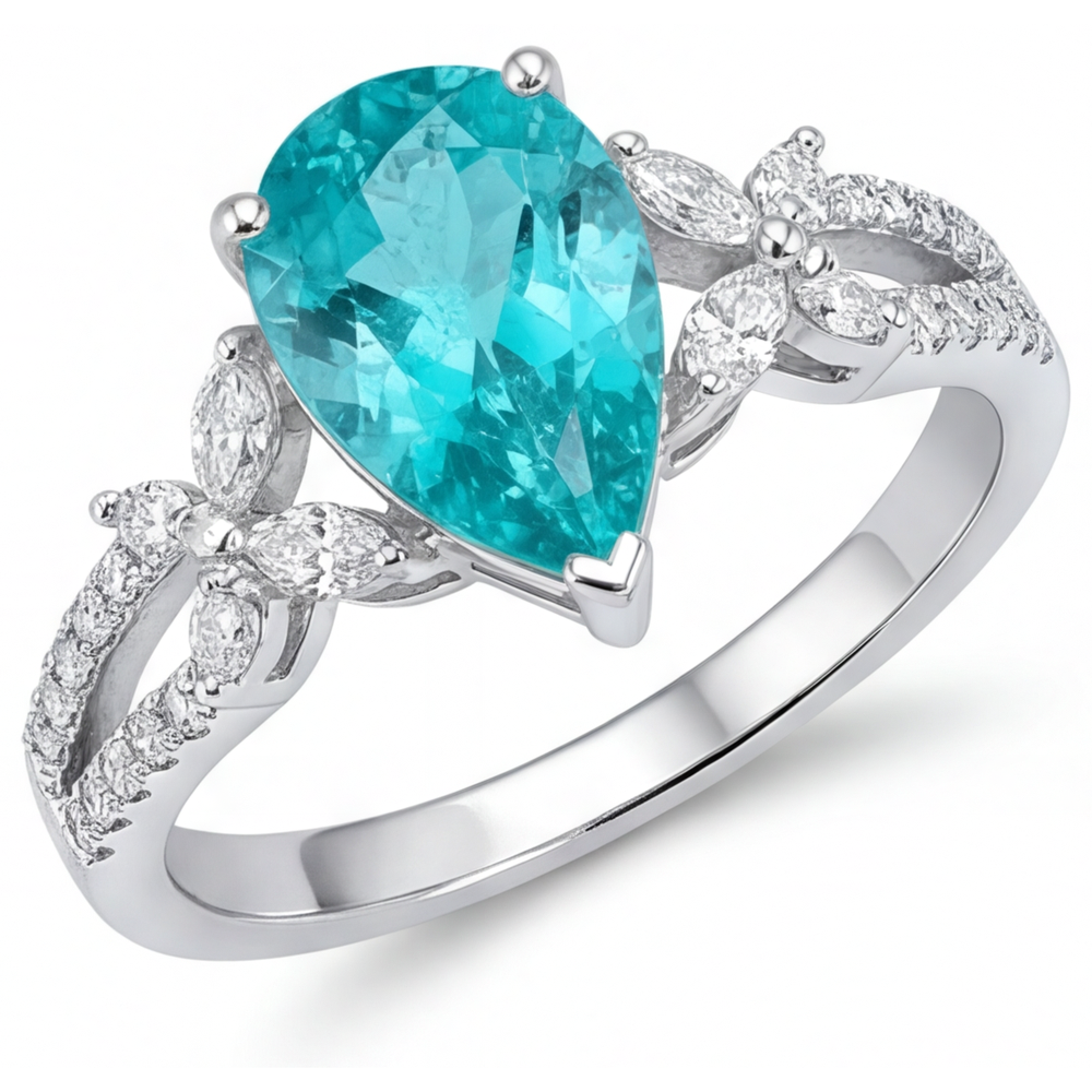Elegant Neon Paraiba Gemstone Ring 2 ct – main view