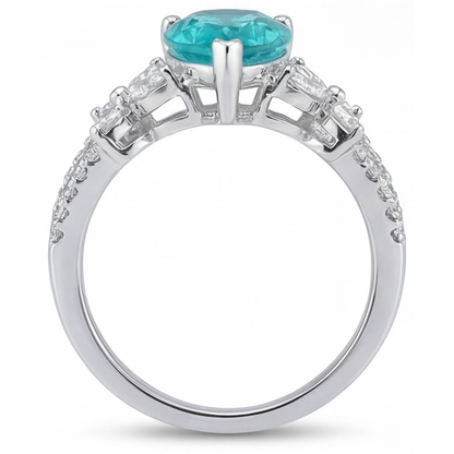 Gemstone Ring 14K White Gold with Neon Paraiba – profile view