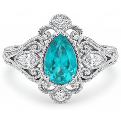 Real Neon Paraiba Halo Ring – main view