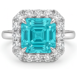 Neon Paraiba Halo Ring – VVS 2 ct 14K White Gold