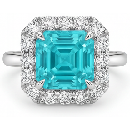 Neon Paraiba Halo Ring 2-ct 14K White Gold – main view