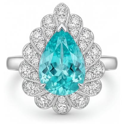 Exquisite Neon Paraiba Halo Ring 5 ct – side view